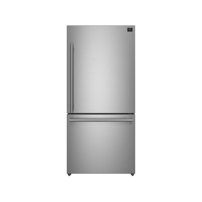 Forno Milano Espresso 31-Inch, Stainless Steel Bottom Freezer Refrigerator, Right Swing Door - FFFFD1785-31S