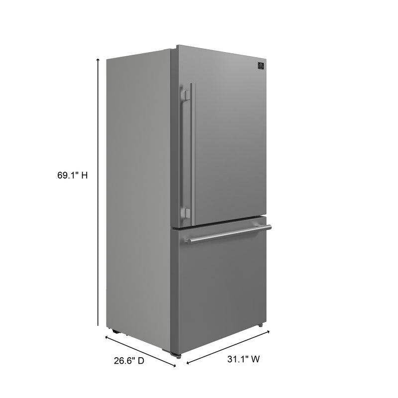 Load image into Gallery viewer, Forno Milano Espresso 31-Inch Bottom Freezer Refrigerator, Stainless Steel, 17.2 cu.ft Capacity, Right Swing Door, Energy Efficient
