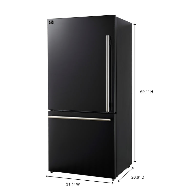 Load image into Gallery viewer, Forno Milano Espresso 31-Inch Black Bottom Freezer Refrigerator, 17.2 Cu. Ft., Energy-Efficient, No Frost, Built-In Ice Maker
