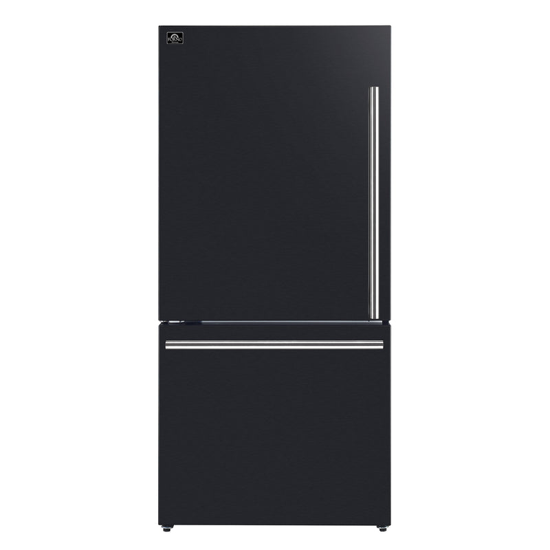 Load image into Gallery viewer, Forno Milano Espresso 31-Inch Black Bottom Freezer Refrigerator, 17.2 Cu. Ft., Energy-Efficient, No Frost, Built-In Ice Maker
