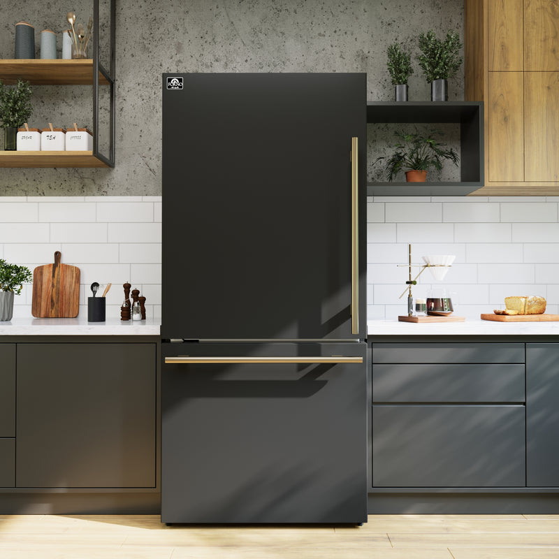 Load image into Gallery viewer, Forno Milano Espresso 31-Inch Black Bottom Freezer Refrigerator, 17.2 Cu. Ft., Energy-Efficient, No Frost, Built-In Ice Maker
