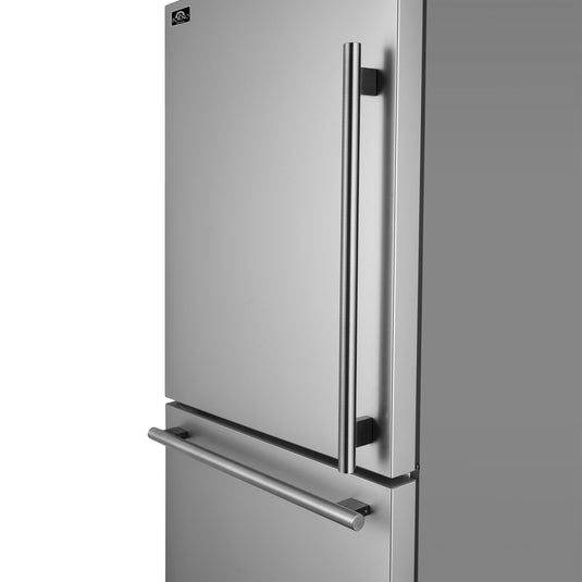 Forno Milano Espresso 31-Inch Stainless Steel Bottom Freezer Refrigerator, 17.2 cu.ft., Built-In Ice Maker, ENERGY STAR
