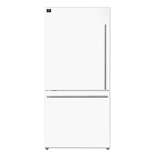 Forno Milano Espresso 31-Inch White French Door Refrigerator, Bottom Freezer, 17.2 Cu. Ft., Energy-Efficient, No Frost, Built-In Ice Maker