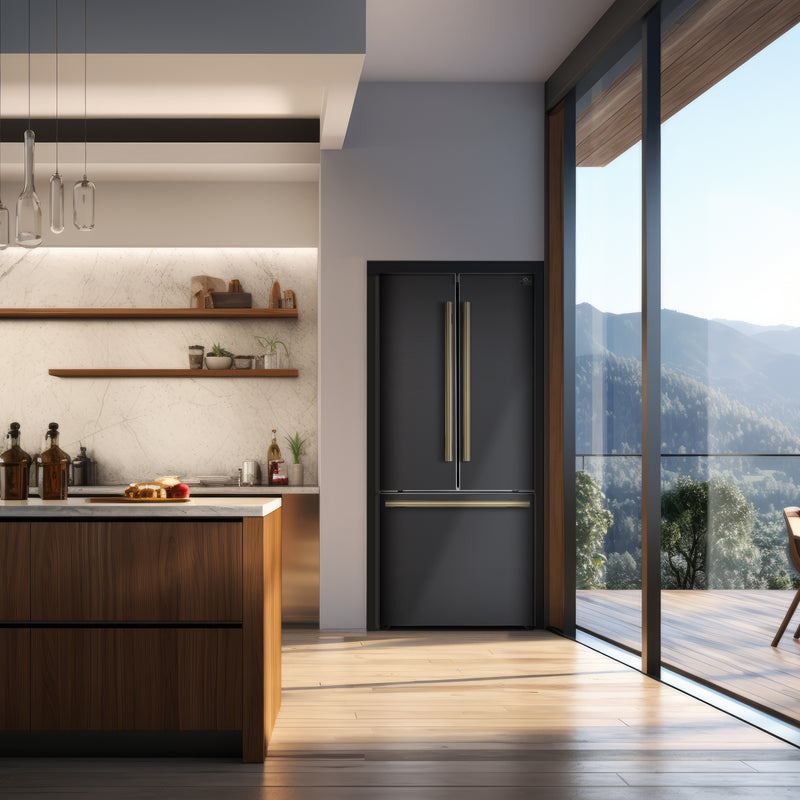 Load image into Gallery viewer, Forno Gallipoli Espresso 30-Inch Black French Door Refrigerator, Bottom Freezer, 17.5 Cu. Ft., No Frost, Ice Maker
