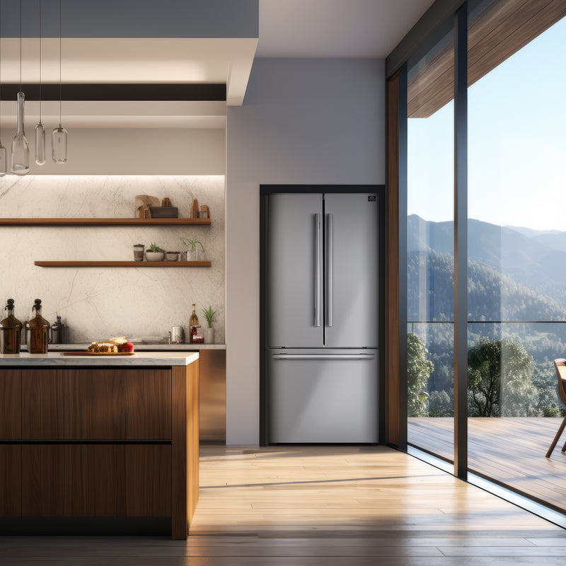 Load image into Gallery viewer, Forno Gallipoli 30-Inch French Door Refrigerator with Bottom Freezer, 17.5 cu.ft Capacity, Stainless Steel, No Frost Technology, Built-In Ice Maker, Energy Efficient
