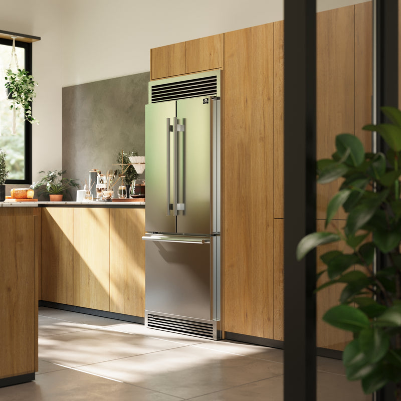 Load image into Gallery viewer, Forno Gallipoli 30-Inch French Door Refrigerator, 17.5 cu.ft Capacity, Decorative Grill, 34-Inch Width, Stainless Steel, No Frost Technology, Energy Efficient
