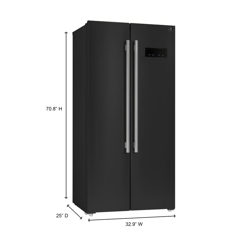 Load image into Gallery viewer, Forno Salerno Espresso 33-Inch Black Side-by-Side Refrigerator, 15.6 Cu. Ft., Energy-Efficient, No Frost, Modern Design
