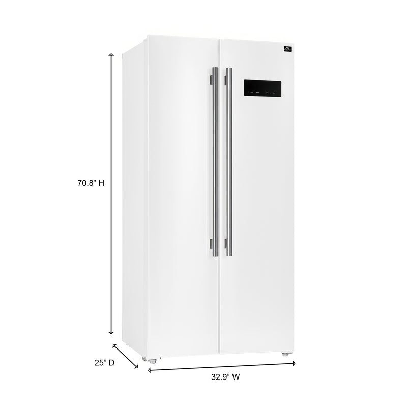 Load image into Gallery viewer, Forno Salerno Espresso 33-Inch White Side-by-Side Refrigerator, 15.6 Cu. Ft., Energy-Efficient, No Frost, Modern Design
