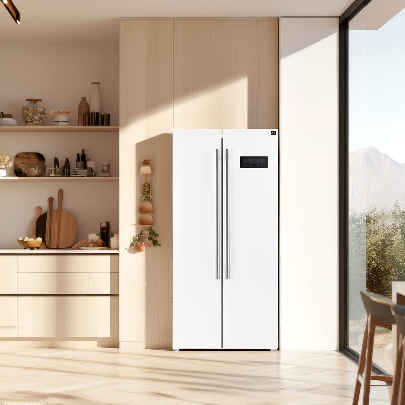Load image into Gallery viewer, Forno Salerno Espresso 33-Inch White Side-by-Side Refrigerator, 15.6 Cu. Ft., Energy-Efficient, No Frost, Modern Design
