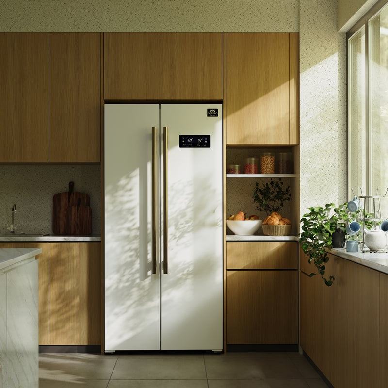 Load image into Gallery viewer, Forno Salerno Espresso 33-Inch White Side-by-Side Refrigerator, 15.6 Cu. Ft., Energy-Efficient, No Frost, Modern Design
