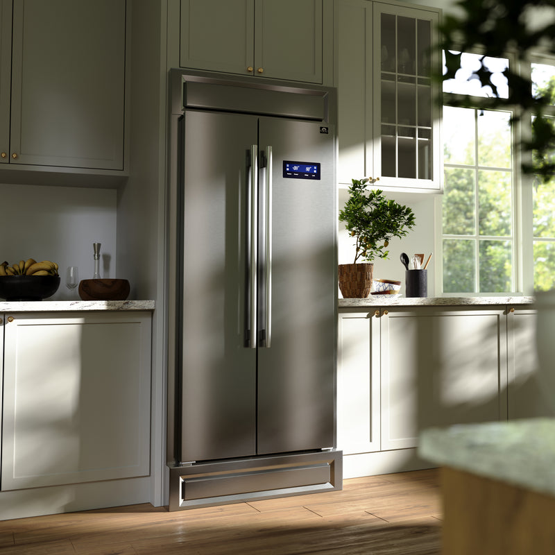 Load image into Gallery viewer, Forno Salerno 37-Inch Built-In Stainless Steel Refrigerator, 15.6 cu.ft, Modern Decorative Grill, ENERGY STAR Certified
