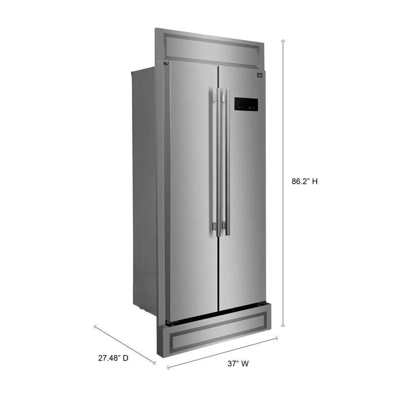 Load image into Gallery viewer, Forno Salerno 37-Inch Built-In Stainless Steel Refrigerator, 15.6 cu.ft, Modern Decorative Grill, ENERGY STAR Certified
