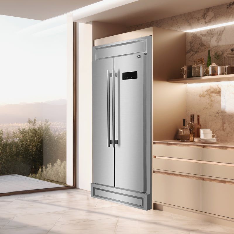 Load image into Gallery viewer, Forno Salerno 37-Inch Built-In Stainless Steel Refrigerator, 15.6 cu.ft, Modern Decorative Grill, ENERGY STAR Certified
