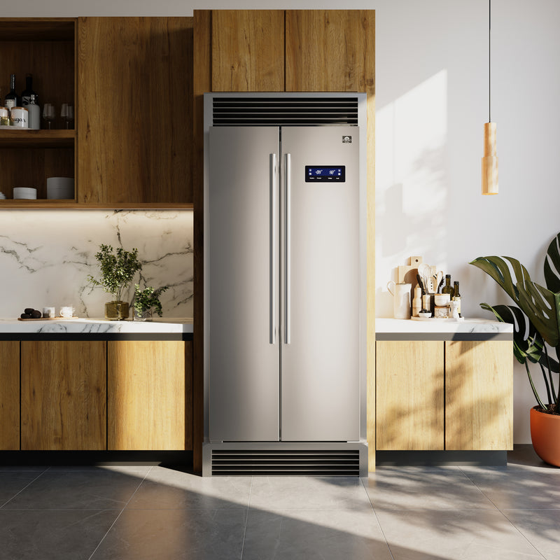 Load image into Gallery viewer, Forno Salerno 37-Inch Built-In Stainless Steel Refrigerator, 15.6 cu.ft, Decorative Grill, ENERGY STAR Certified

