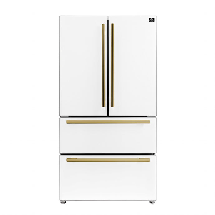 Forno Moena Espresso 36-Inch White French Door Refrigerator, 19.2 Cu. Ft., Frost-Free, Automatic Ice Maker, ENERGY STAR Certified