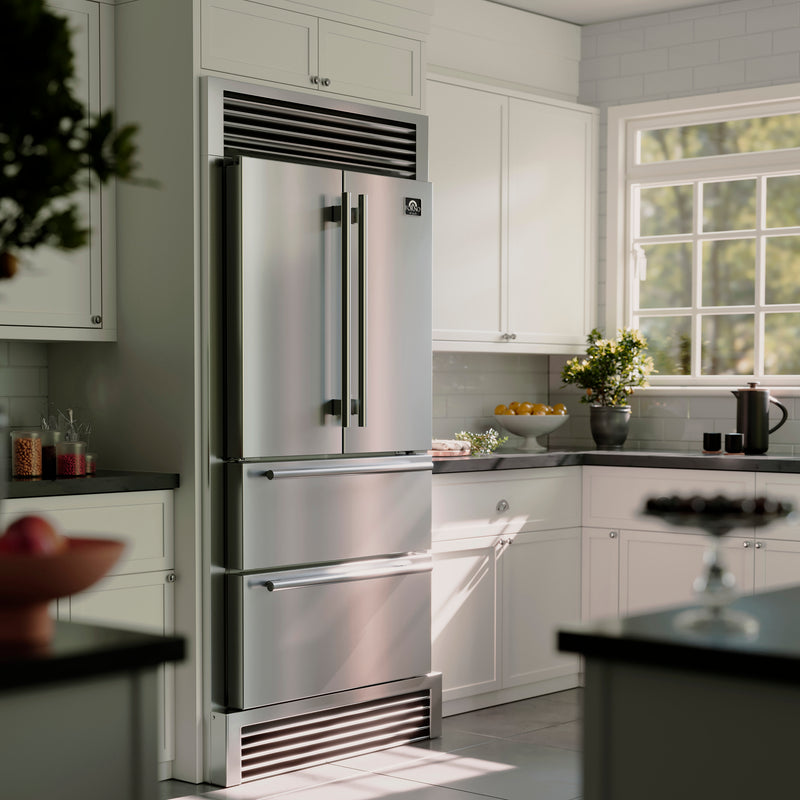 Load image into Gallery viewer, Forno Moena 40-Inch French Door Refrigerator, Stainless Steel, 19.2 cu.ft, Decorative Grill, ENERGY STAR Certified
