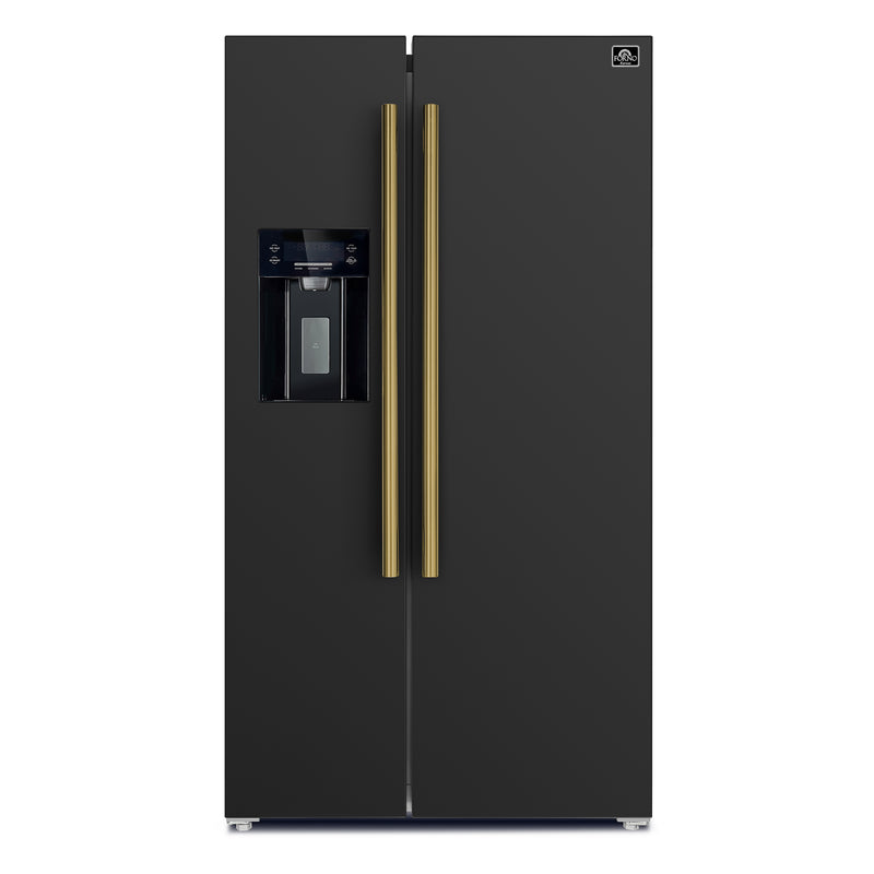 Load image into Gallery viewer, Forno Salerno Espresso 36-Inch Black Side-by-Side Refrigerator, 20 Cu. Ft., Frost-Free, Ice &amp; Water Dispenser, ENERGY STAR Certified
