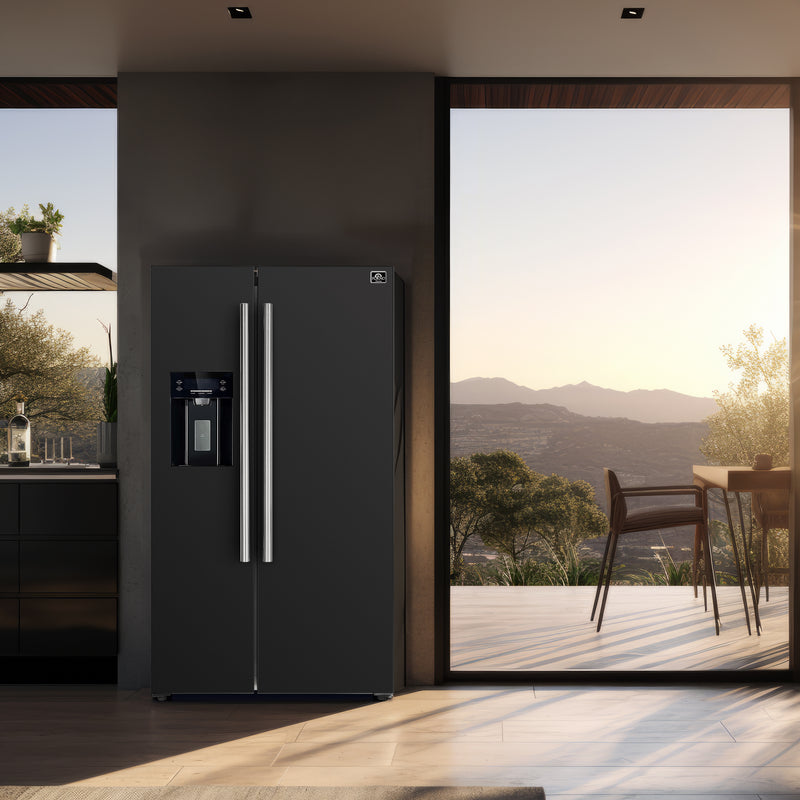Load image into Gallery viewer, Forno Salerno Espresso 36-Inch Black Side-by-Side Refrigerator, 20 Cu. Ft., Frost-Free, Ice &amp; Water Dispenser, ENERGY STAR Certified

