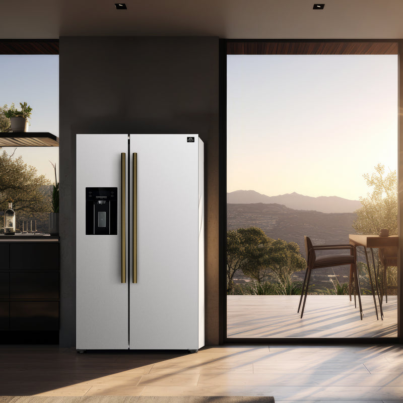 Load image into Gallery viewer, Forno Salerno Espresso 36-Inch White Side-by-Side Refrigerator, 20 Cu. Ft., Frost-Free, Ice &amp; Water Dispenser, ENERGY STAR Certified
