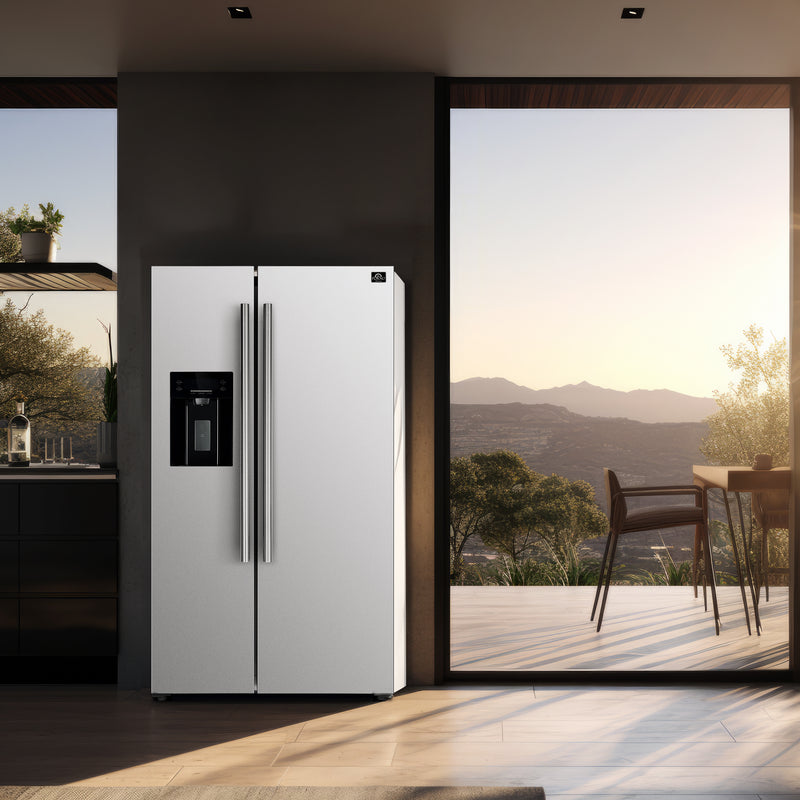 Load image into Gallery viewer, Forno Salerno Espresso 36-Inch White Side-by-Side Refrigerator, 20 Cu. Ft., Frost-Free, Ice &amp; Water Dispenser, ENERGY STAR Certified
