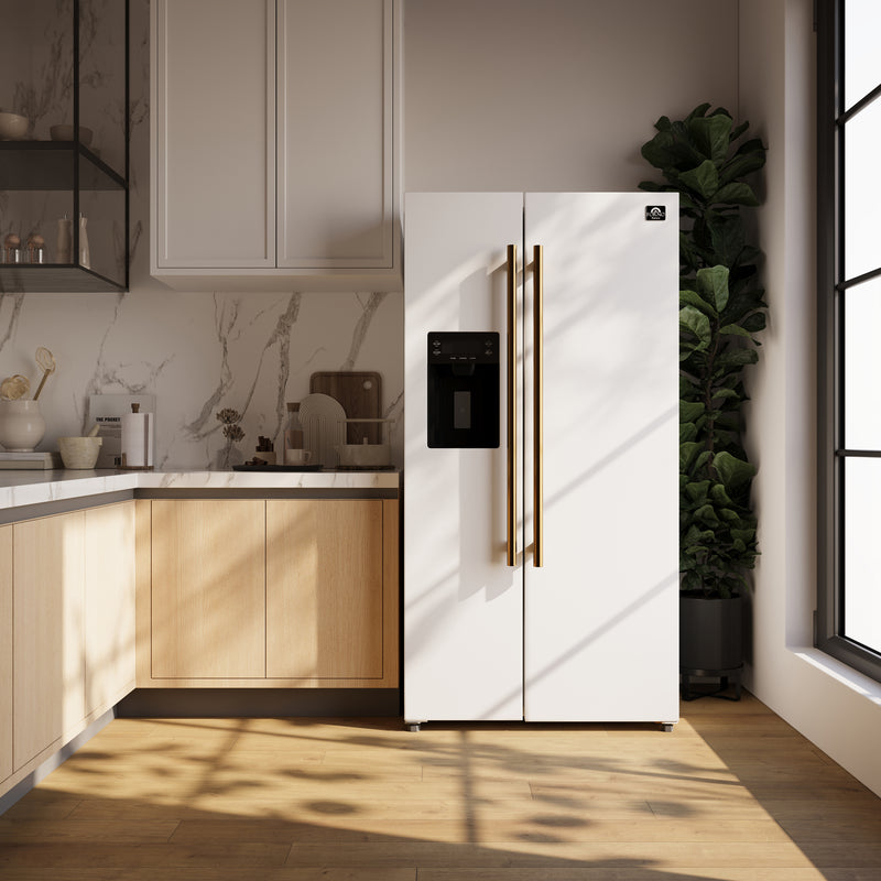 Load image into Gallery viewer, Forno Salerno Espresso 36-Inch White Side-by-Side Refrigerator, 20 Cu. Ft., Frost-Free, Ice &amp; Water Dispenser, ENERGY STAR Certified
