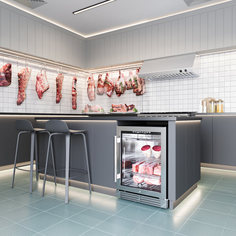 Load image into Gallery viewer, Forno Asciutto 24-Inch Dry Aging Cabinet, Stainless Steel 304, 4.41 cu.ft, LED Lighting, Adjustable Shelves

