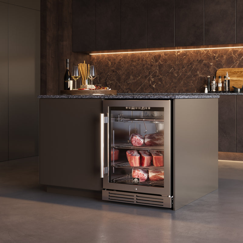 Load image into Gallery viewer, Forno Asciutto 24-Inch Dry Aging Cabinet, Stainless Steel 304, 4.41 cu.ft, LED Lighting, Adjustable Shelves

