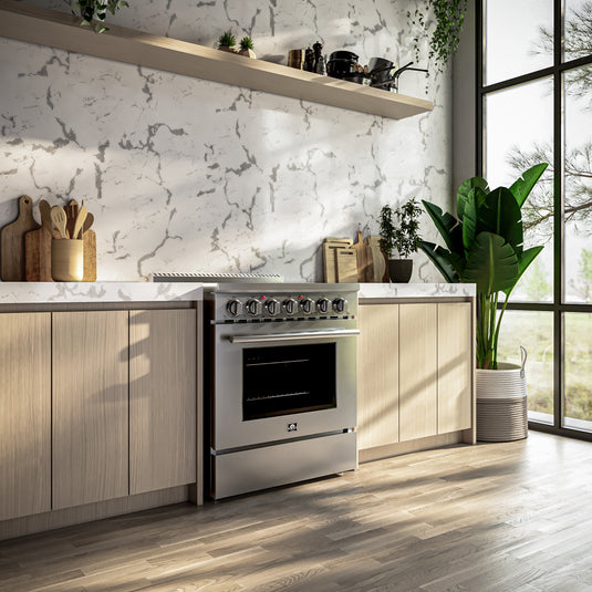 Forno Paolo 30-Inch Freestanding Electric Range, Stainless Steel, 4.38 cu.ft, True Convection Oven, Energy Efficient