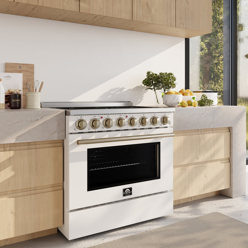 Load image into Gallery viewer, Forno Paolo 36 Inch, White Freestanding Electric Range - FFSEL6011-36WHT
