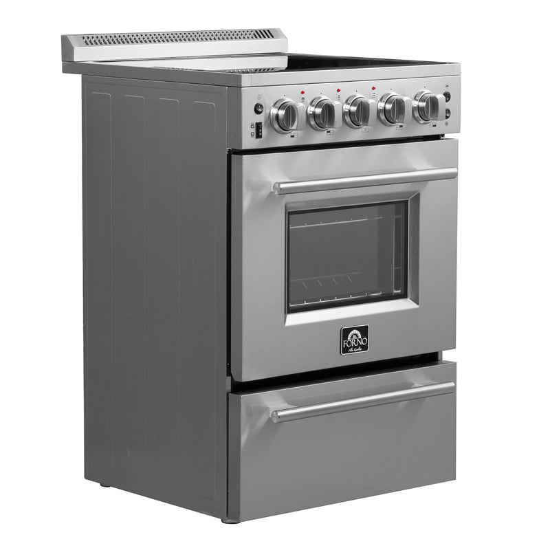 Load image into Gallery viewer, FORNO Loiano 24-Inch Freestanding Electric Range Stainless Steel, 4 Elements 6,000W, 2.3 cu.ft. with Storage Drawer

