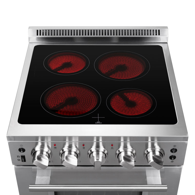 Load image into Gallery viewer, FORNO Loiano 24-Inch Freestanding Electric Range Stainless Steel, 4 Elements 6,000W, 2.3 cu.ft. with Storage Drawer

