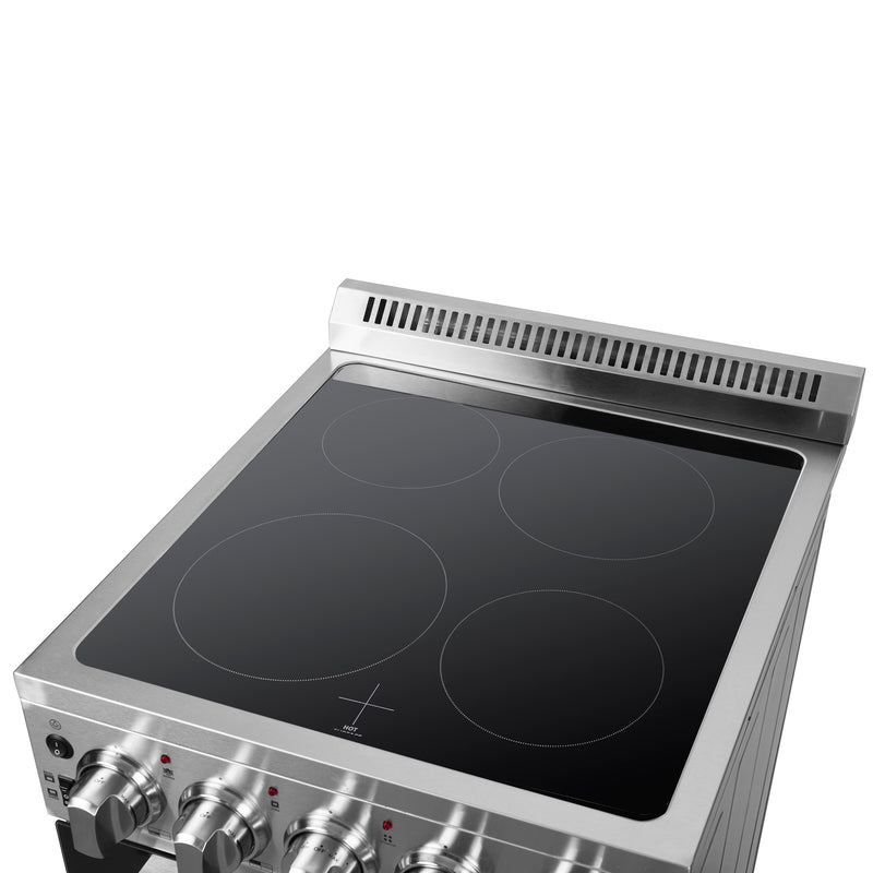 Load image into Gallery viewer, FORNO Loiano 24-Inch Freestanding Electric Range Stainless Steel, 4 Elements 6,000W, 2.3 cu.ft. with Storage Drawer
