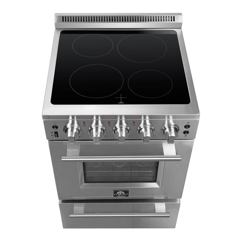 Load image into Gallery viewer, FORNO Loiano 24-Inch Freestanding Electric Range Stainless Steel, 4 Elements 6,000W, 2.3 cu.ft. with Storage Drawer
