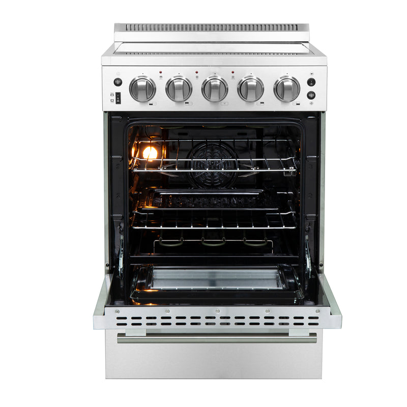 Load image into Gallery viewer, FORNO Loiano 24-Inch Freestanding Electric Range Stainless Steel, 4 Elements 6,000W, 2.3 cu.ft. with Storage Drawer
