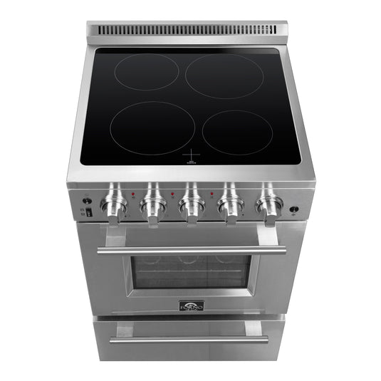 Forno Loiano 24 Inch, Stainless Steel Freestanding Electric Range with Storage Drawer - FFSEL6069-24