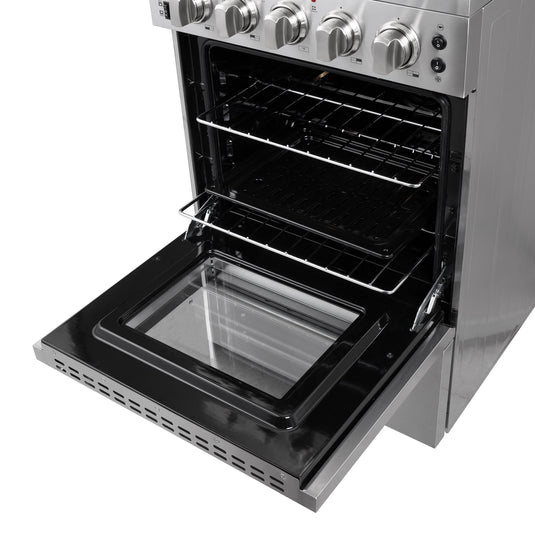 FORNO Loiano 24-Inch Freestanding Electric Range Stainless Steel, 4 Elements 6,000W, 2.3 cu.ft. with Storage Drawer