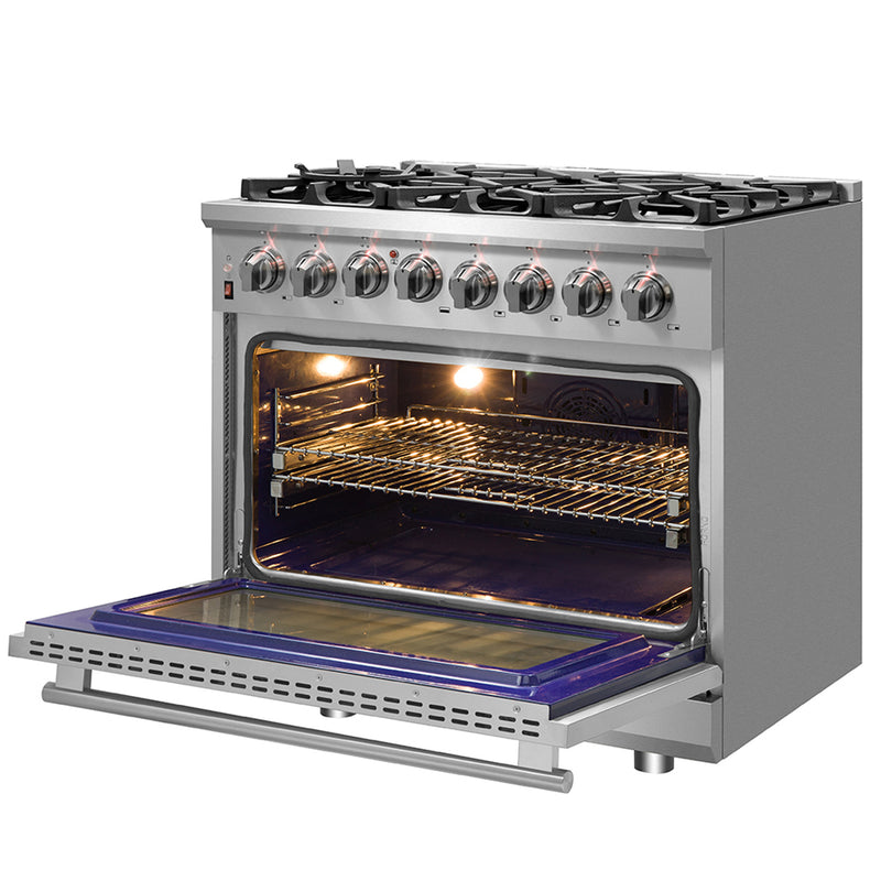 Load image into Gallery viewer, Forno Massimo 36-Inch Freestanding Dual Fuel Range, 6 Burners, Double Convection Ovens
