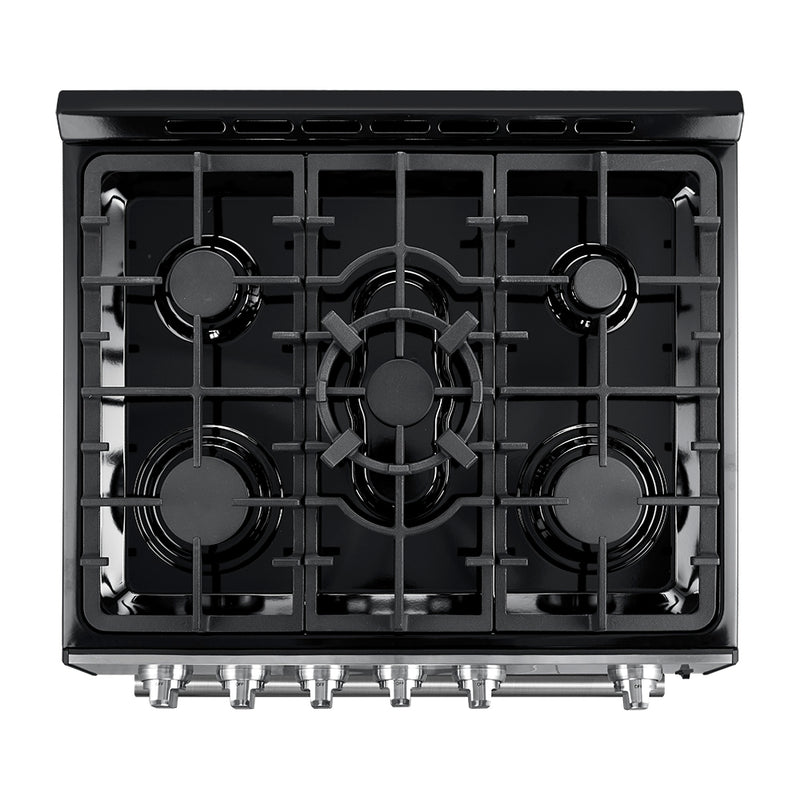 Load image into Gallery viewer, Forno Leonardo Espresso 30-Inch Black Gas Range, 5 Burners, 39,500 BTU, 5 cu.ft Convection Oven
