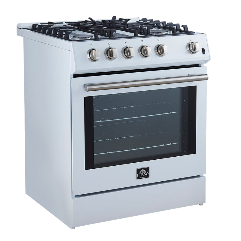 Load image into Gallery viewer, Forno Leonardo Espresso 30-Inch White Gas Range, 5 Burners, 39,500 BTU, 5 cu.ft Convection Oven
