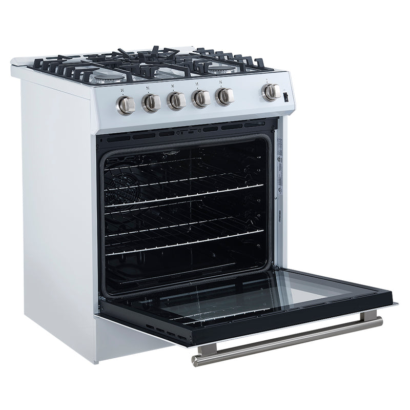 Load image into Gallery viewer, Forno Leonardo Espresso 30-Inch White Gas Range, 5 Burners, 39,500 BTU, 5 cu.ft Convection Oven
