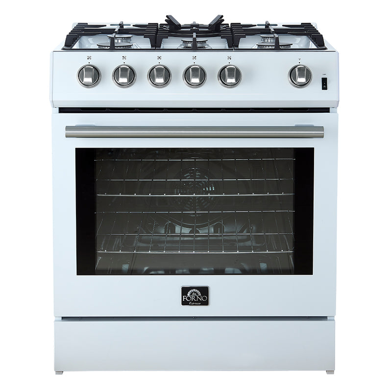 Load image into Gallery viewer, Forno Leonardo Espresso 30-Inch White Gas Range, 5 Burners, 39,500 BTU, 5 cu.ft Convection Oven
