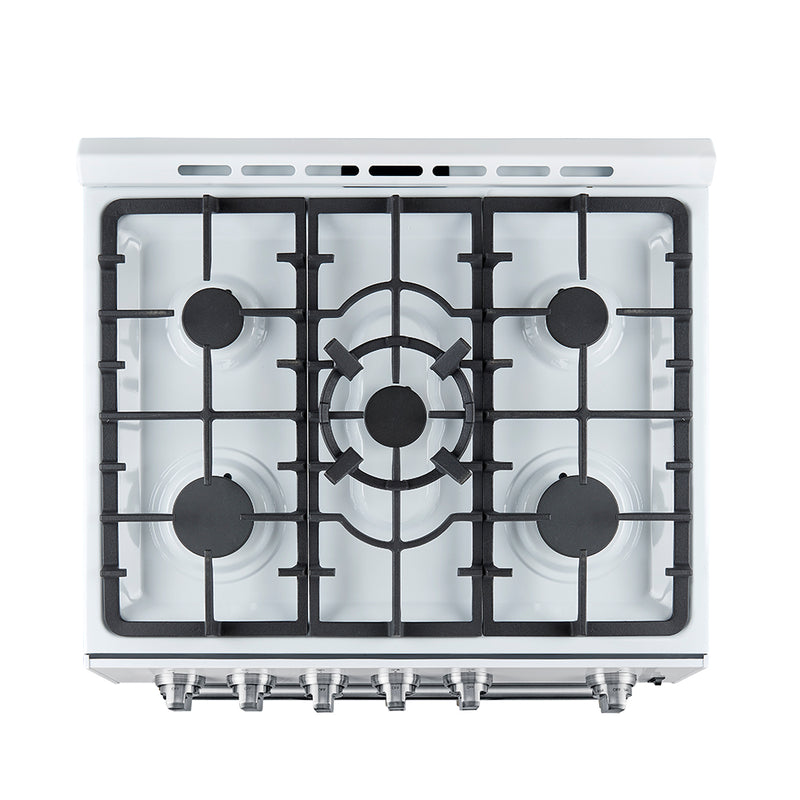 Load image into Gallery viewer, Forno Leonardo Espresso 30-Inch White Gas Range, 5 Burners, 39,500 BTU, 5 cu.ft Convection Oven
