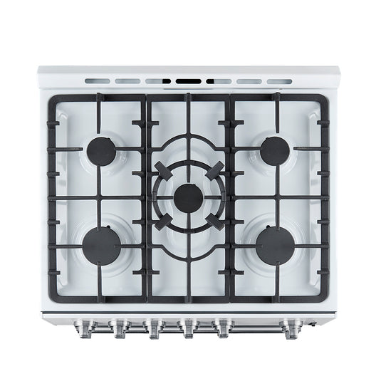 Forno Leonardo Espresso 30-Inch White Gas Range, 5 Burners, 39,500 BTU, 5 cu.ft Convection Oven