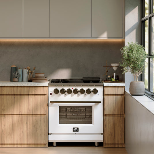 Forno Massimo 30-Inch, White Freestanding Dual Fuel Range with 4 burners - FFSGS6125-30WHT