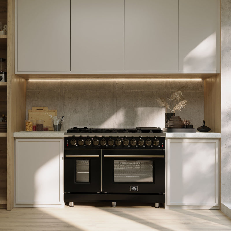 Load image into Gallery viewer, Forno Massimo 48 Inch, Black Freestanding Dual Fuel Range with 8 Burners - FFSGS6125-48BLK
