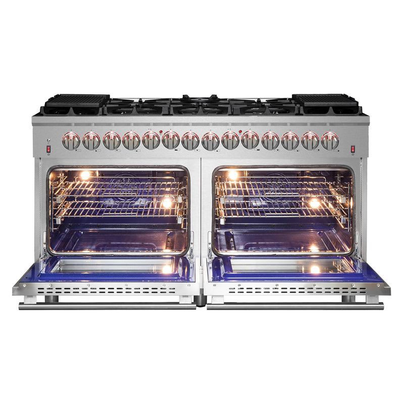 Load image into Gallery viewer, Forno Massimo 60-Inch Freestanding Dual Fuel Range, 10 Burners, Double Convection Ovens
