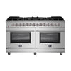 Forno Massimo 60-Inch, Stainless Steel Freestanding Dual Fuel Range with 10 Burners and Double Convection Ovens - FFSGS6125-60