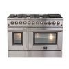 Forno Galiano 48-Inch, Stainless Steel Freestanding Dual Fuel Range with 8 Burners, Double Convection Ovens - FFSGS6156-48