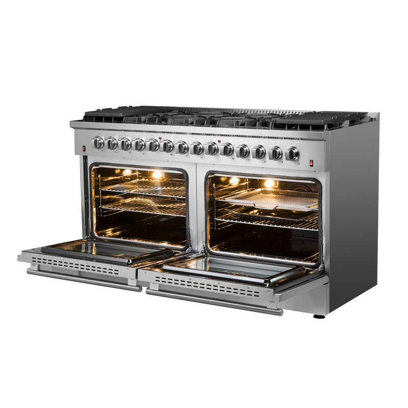 Load image into Gallery viewer, Forno Galiano 60-Inch Freestanding Dual Fuel Range, 10 Burners, Double Convection Ovens
