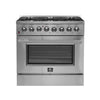Forno Galiano 36-Inch, Stainless Steel Freestanding Dual Fuel Range with 6 Burners and Double Convection Ovens - FFSGS6156-36